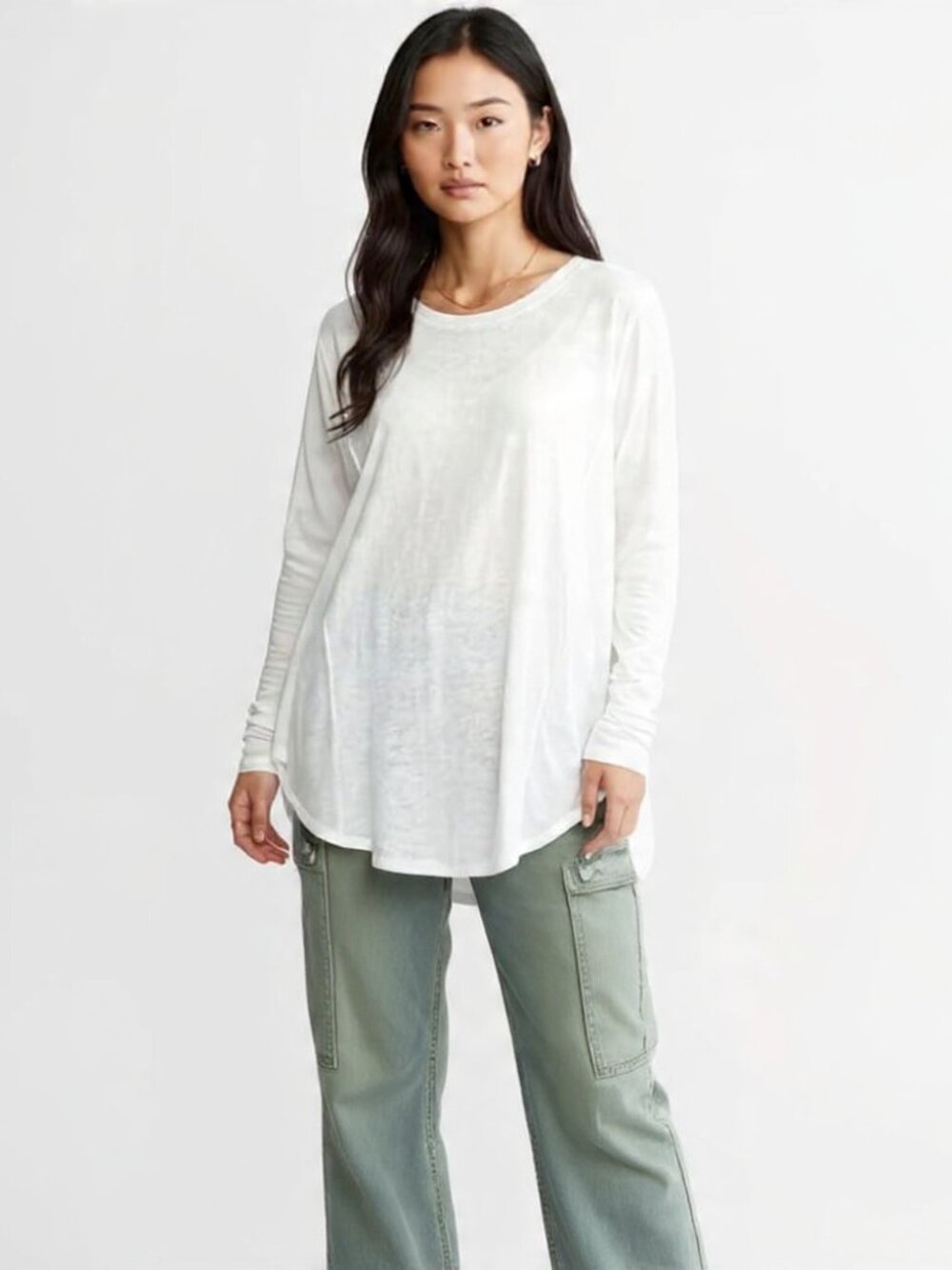 Free People We The Free Aria Trapeze Oversized Top White Medium NWOT